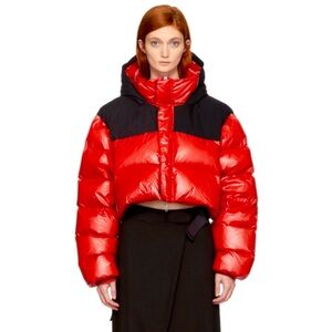 Unravel Red and Black Down Cropped Jacket Sz36